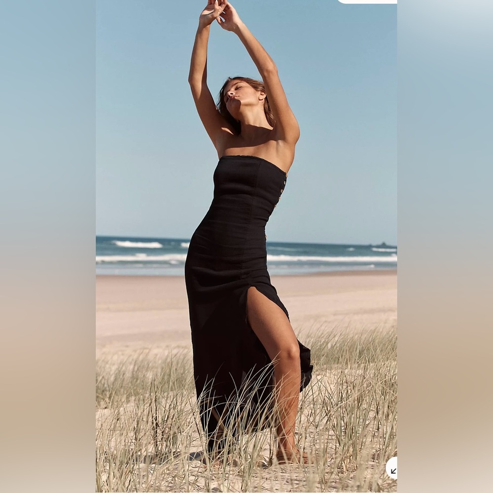 Free People: Made Me Blush Midi black dress new w/o tags